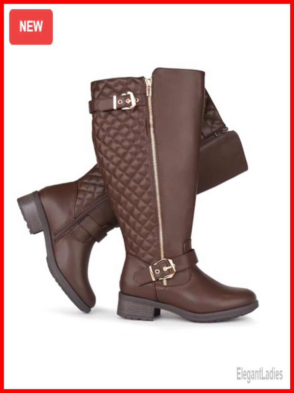 Extra Wide Calf Knee High Riding Boots Retro Double Buckle Chic Fall